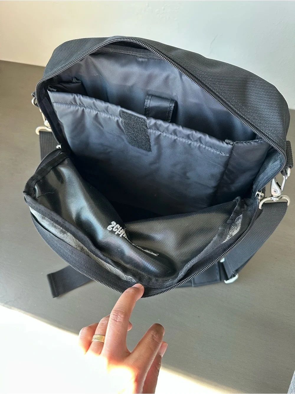 Toppers Black Nylon Versatile Black Men's Messenger Bag Padded Strap Multi Use